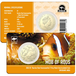 2022 $1 ANDA Brisbane - MOR 'Barrier Reef Anemonefish' Privy Mark