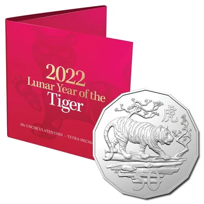 2022 50c Lunar Year of the Tiger - Tetra-decagon Coin in Folded Display Card