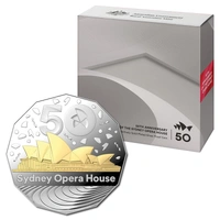 2023 50c Selectively Gold Plated Silver Proof Coin 50th Anniversary of the Sydney Opera House
