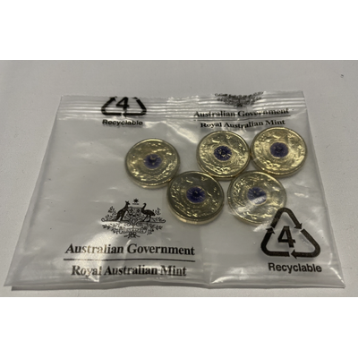 2024 $2 Purple Poppy - Coloured Uncirculated Coins in RAM Bag of 5 coins