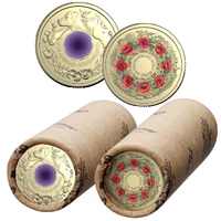 2025 $2 Remembrance Day Poppy Wreath & 2024 $2 War Animals Purple Poppy RAM Roll Pair