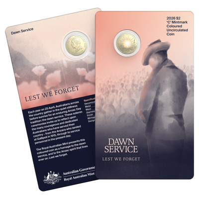2026 $2 Lest We Forget: Dawn Service - 'C' Mintmark Coloured Coin