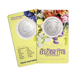 2026 50c HM Queen - Centenary of Birth Carded Coin
