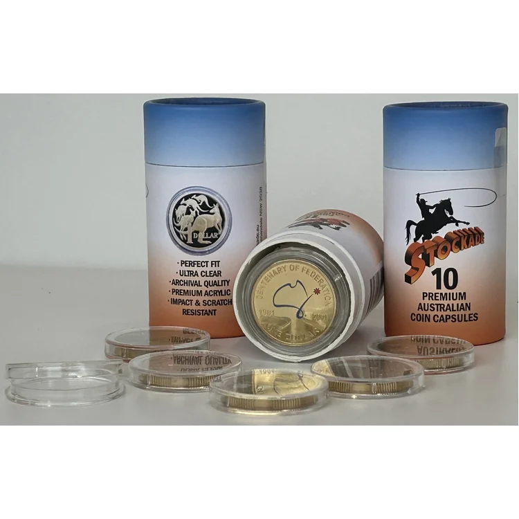 Stockade: Premium One Dollar 25mm Coin Capsules 10pk - Made for Australian Coins