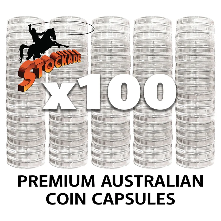 Stockade: 100pk of Premium One Dollar 25mm Coin Capsules - Made for Australian Coins