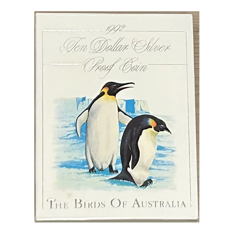 1992 Silver $10 - Birds of Australia - Emperor Penguin Silver Proof Coin
