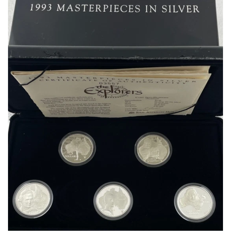 1993 Silver - Masterpieces in Silver - The Explorers (Part 1) 5x Coin Set