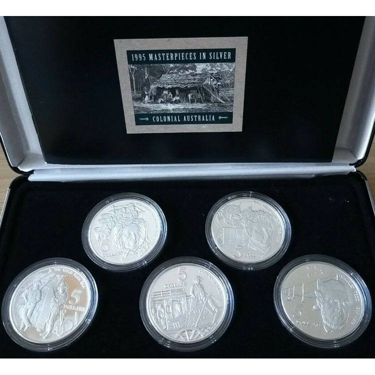 1995 Silver - Masterpieces in Silver - Colonial Australia 5x Coin Set