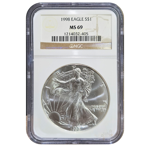 1998 1oz American Silver Eagle MS69 NGC Graded