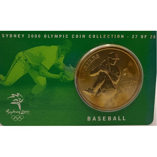 2000 $5 Sydney Olympic Gold Coin - Baseball