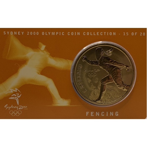 2000 $5 Sydney Olympic Gold Coin - Fencing
