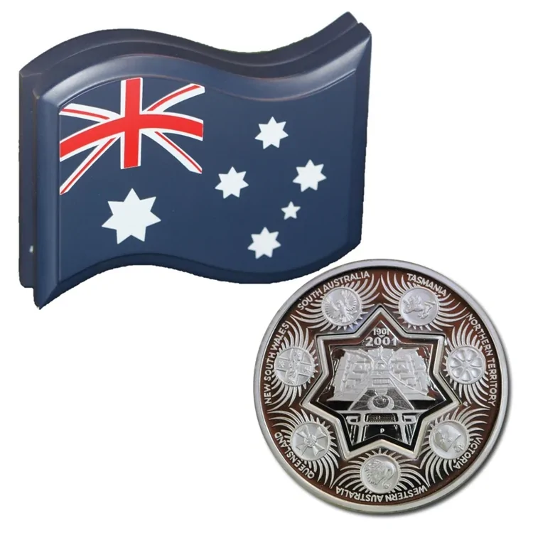 2001 1oz Silver - Centenary of Federation Holey Dollar and Dump Silver Proof