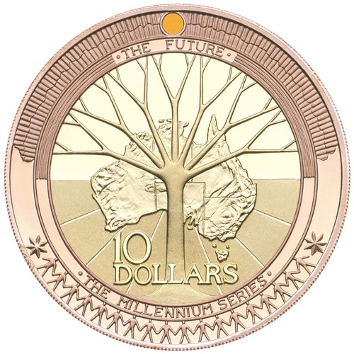 2001 Millennium Coin Series The Future $10 Silver and Gold Plated Proof Coin