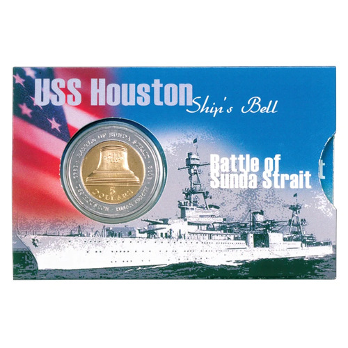 2002 $5 USS Houston Ships Bell Battle of Sunda Strait