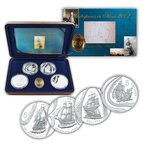 2002 Masterpieces in Silver - Voyages Into History 4 Coin Set