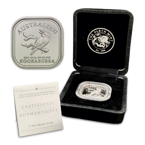 2003 1/2oz Kookaburra Silver Proof Square Coin