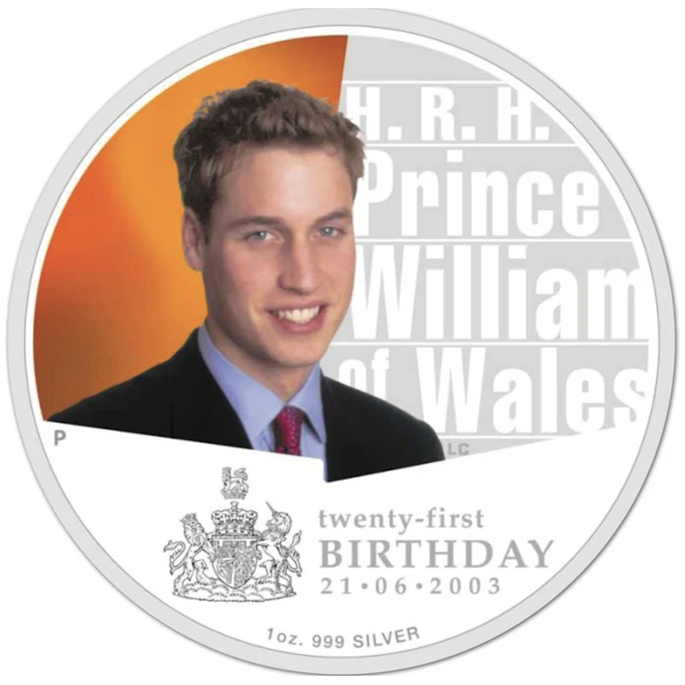2003 1oz Silver - HRH Prince William of Wales coloured coin 