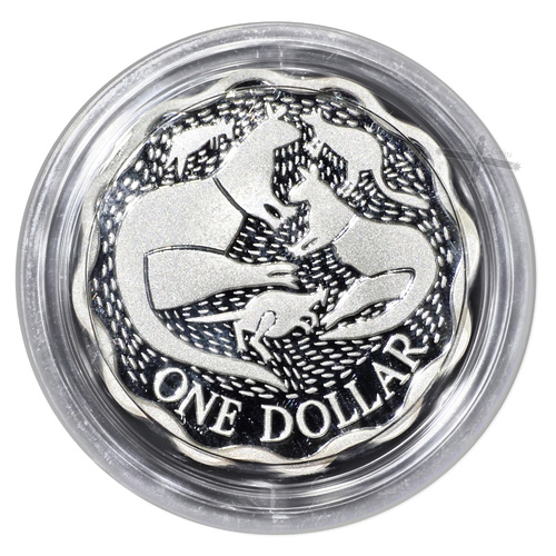 2004 $1 Kangaroos Scalloped Silver Proof Coin in Capsule