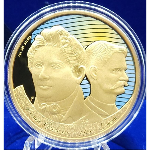 2006 Australia Figures of Notes Series JBank/CChisolm $1 Gold Plated Silver 1oz Coin
