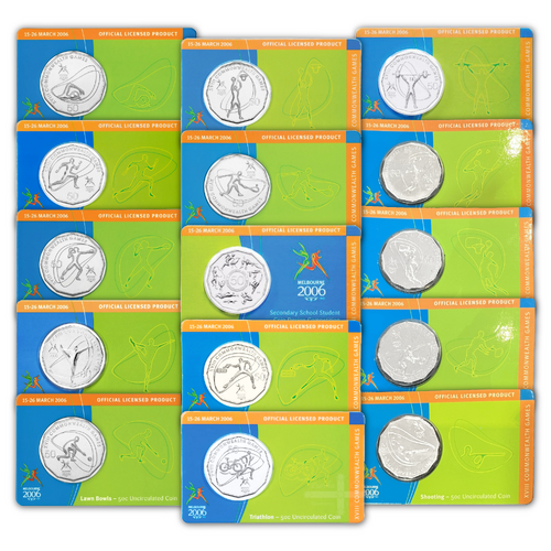 2006 50c Melbourne Commonwealth Games XVIII Single Carded Coins