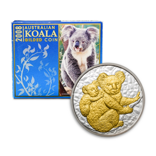 2008 1oz Koala Gilded Silver Coin