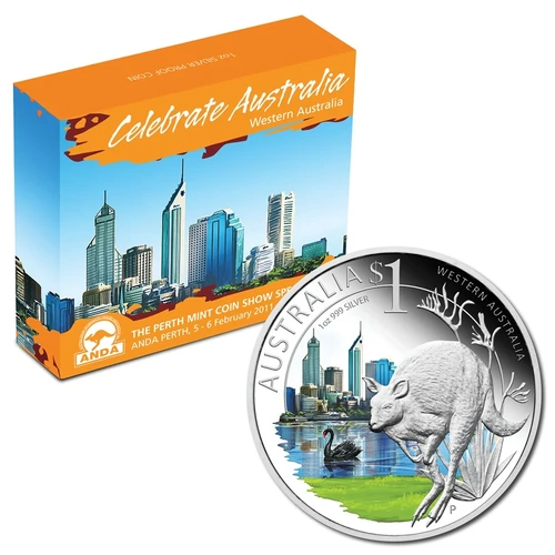 2011 Celebrate Australia Perth Kangaroo 1oz Silver Proof Dollar Coin