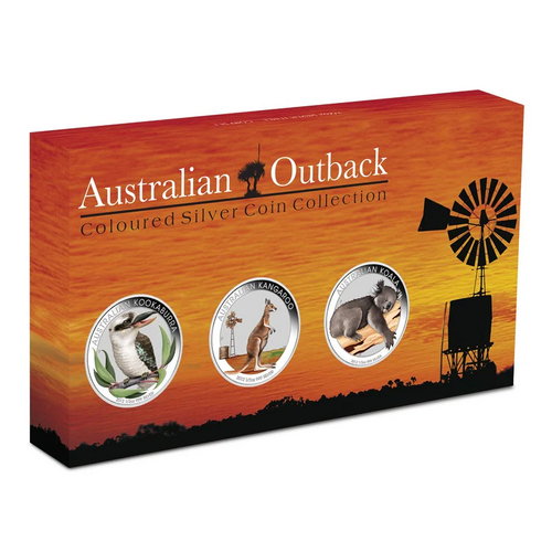 2009 1oz Kangaroo Series Silver Proof Three-Coin Set Great Australian Artists in Colour