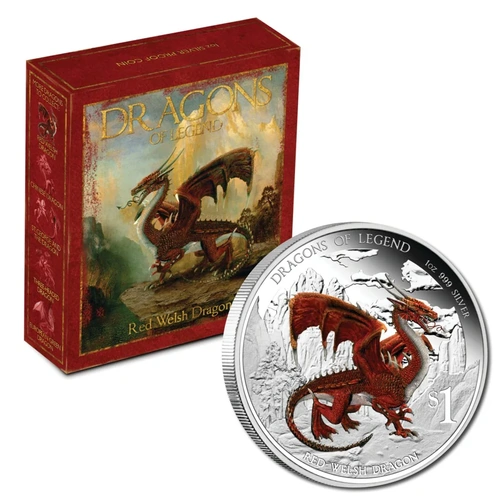 2012 1oz Red Welsh Dragon Silver Proof Coin