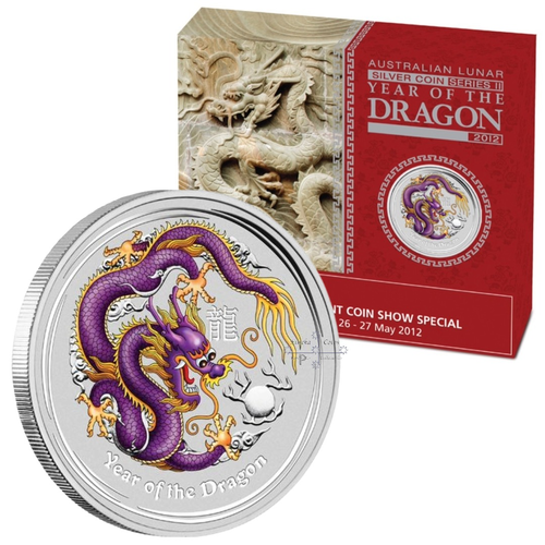 2012 1oz Australian Lunar Series II - ANDA Purple Dragon Silver Proof