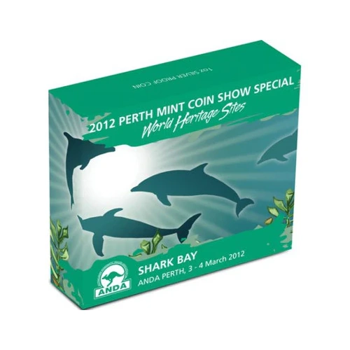 2012 $1 ANDA Perth Coin Show World Heritage Sites Shark Bay 1oz Silver Coloured Proof Coin