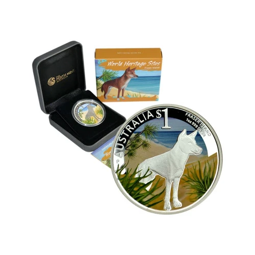 2013 $1 World Heritage Sites Fraser Island 1oz Silver Coloured Proof Coin