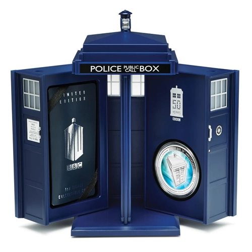 2013 1oz Doctor Who - Silver Proof Coin in Tardis Display (Toned)