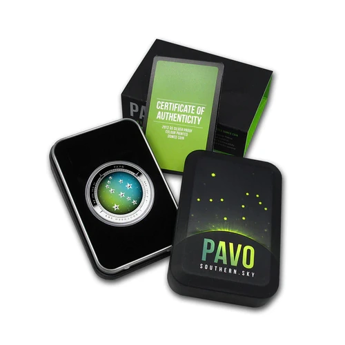 2013 $5 Pavo Colour Printed Silver Proof Domed Coin