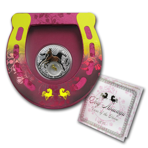 2014 0.84oz Silver Calendar Year of the Horse - Horseshoe with Lucky Charm