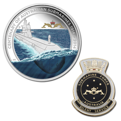 2014 1oz Royal Australian Navy Submarine - Silver Proof Coin & Badge Set