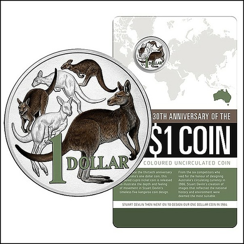 2014 - 30th anniversary of the $1 Coin One Dollar Coloured