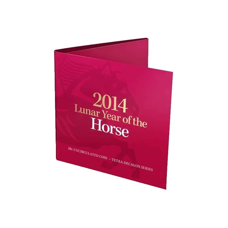 2014 50c Lunar Year of the Horse - Tetra-decagon Coin in Folded Display Card