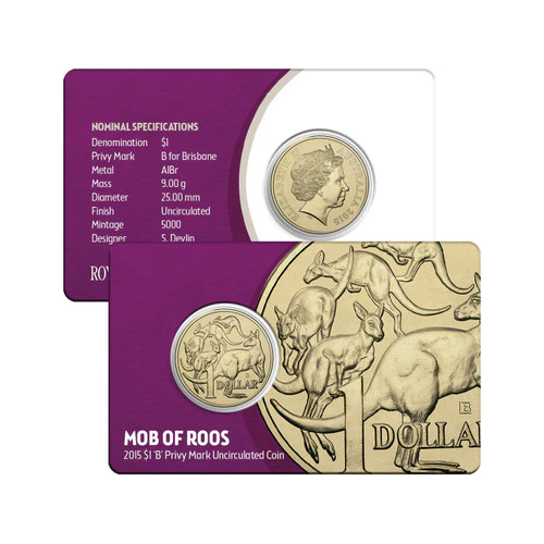2015 $1 ANDA Brisbane - Mob of Roos 'B' Privy Mark