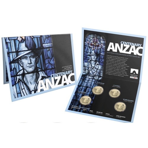 2015 - Centenary of Anzac 4X $1 Mintmark set One Dollar