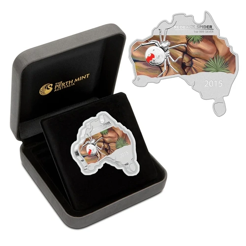 2015 1oz Redback Spider - Australian Map Shaped Silver Coin