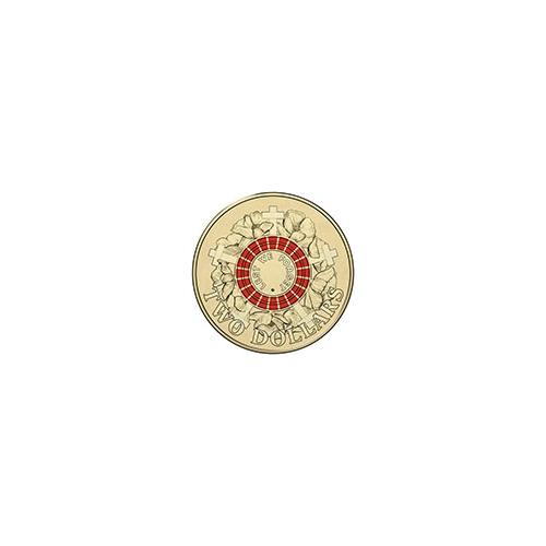 2015 - $2 Lest We Forget Red Coloured Coin