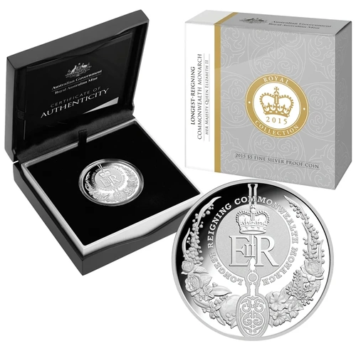 $5 2015 Longest Reigning Monarch Fine Silver Proof Coin