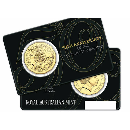 2015 Gold plated 50th anniversary of the RAM Fifty Cents