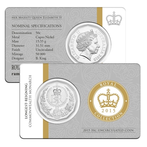 2015 - QE2 longest Monarch Fifty Cents
