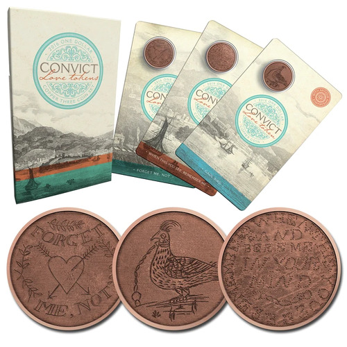 2016 $1 Convict Love Tokens 3 Coin Set