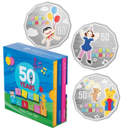 2016 - Play School 3x Fifty Cents coin set 
