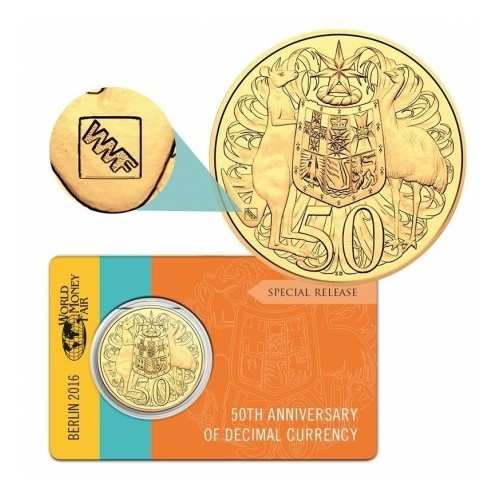 2016 - Gold plated Berlin WMF mint mark Fifty Cents
