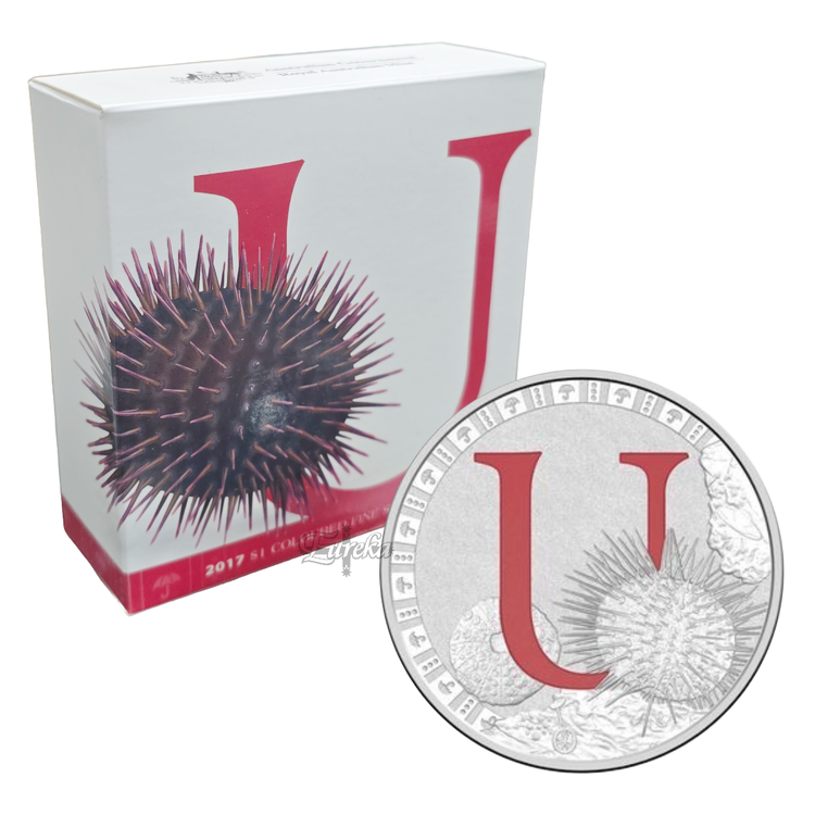 2017 Silver $1 - U is for Urchin - Alphabet Series Boxed Coin