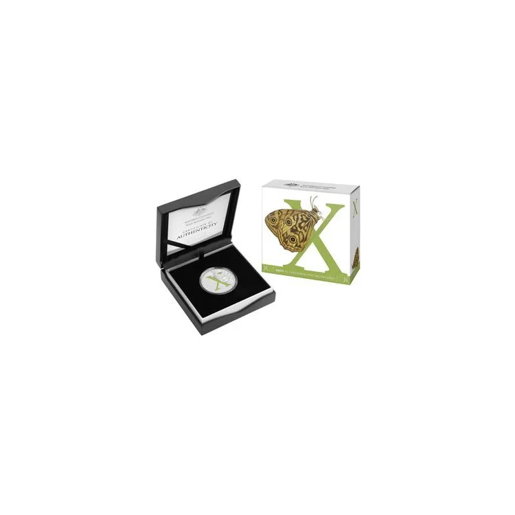 2017 Silver $1 - X is for Xenica Butterfly - Alphabet Series Boxed Coin