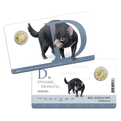 2017 $1 "D" Alphabet Frosted Uncirculated Carded Coin